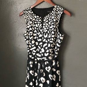 Timeless, knee-length, black and white David Meister dress. Size 8.